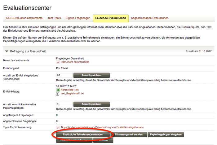 Screenshot Zusätzliche Teilnehmende per Email einladen