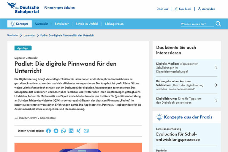 zum Beitrag Padlet: Die digitale Pinnwand für den Unterricht