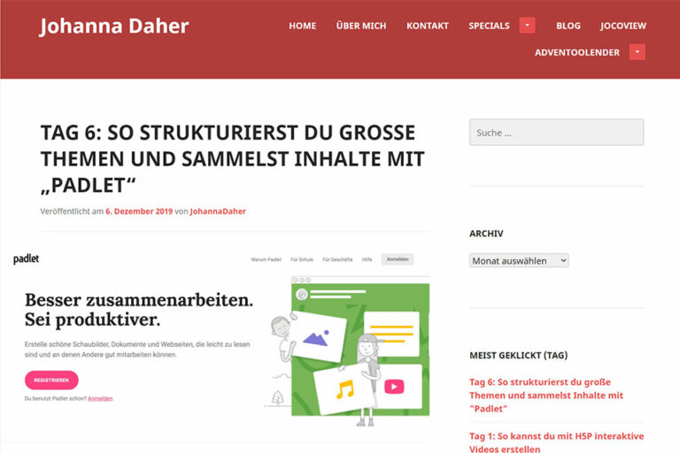 zum Beitrag So strukturierst du große Themen und sammelst Inhalte mit Padlet von Johanna Daher