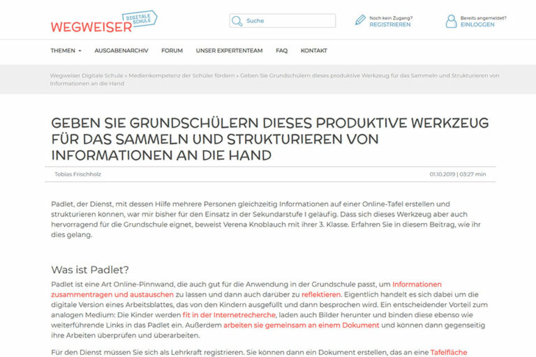 zum Beitrag Nutzung von Padlet in der Grundschule von Tobias Frischholz