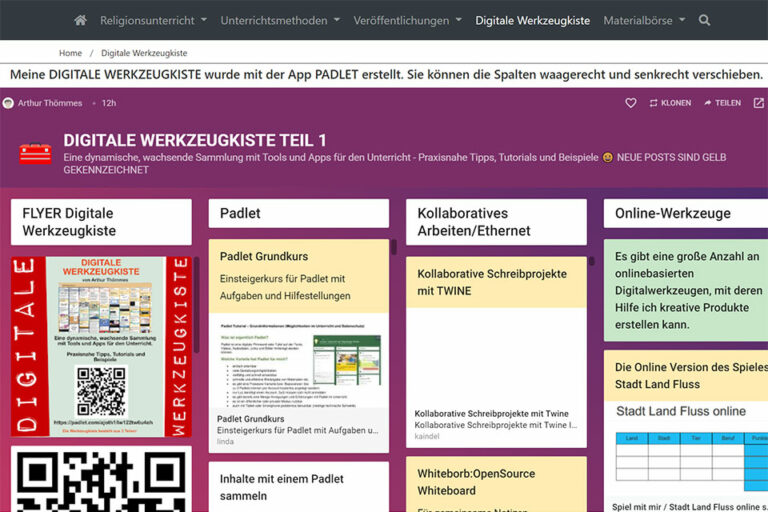 zum Beitrag Padlet-Übersicht über digitale Tools für den Unterricht vonr Arthur Thömmes