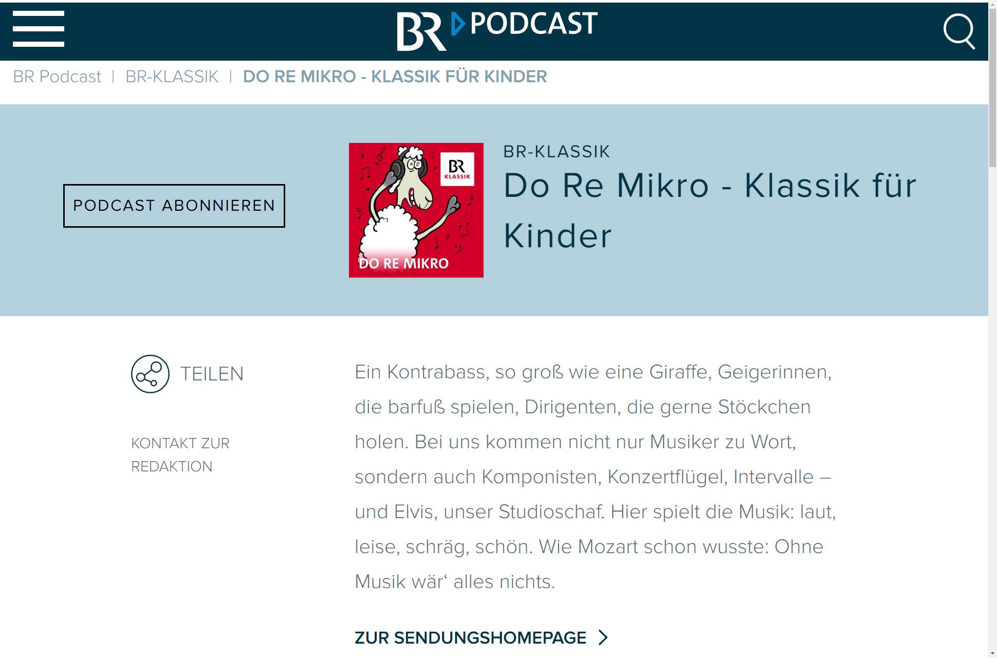 zum Podcast Klassik für Kinder des Bayrischen Rundfunks