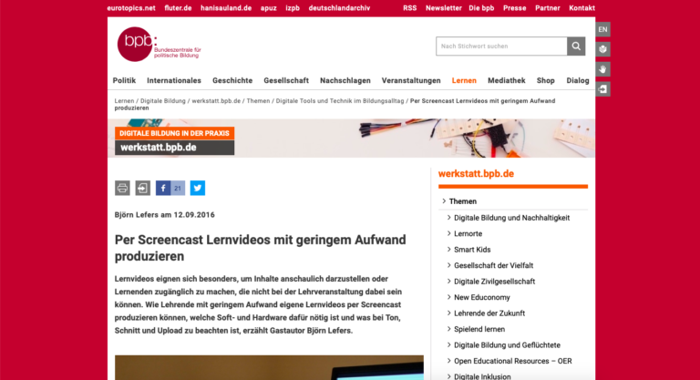 zum Beitrag Per Screencast Lernvideos mit geringem Aufwand produzieren von Björn Lefers