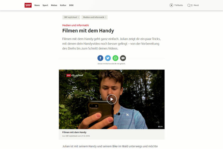 zum Beitrag Filmen mit dem Handy von SRF mySchool