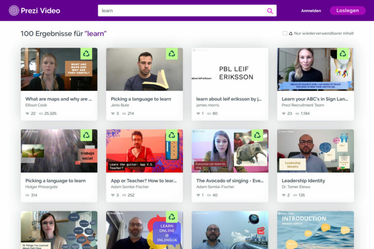 zum den Beispielen Wie verwenden Lehrpersonen Prezi Video?