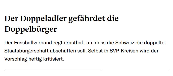 Artikelausschnitt aus NZZ vom 6. Juni 2018