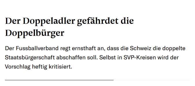 Artikelausschnitt aus NZZ vom 6. Juni 2018