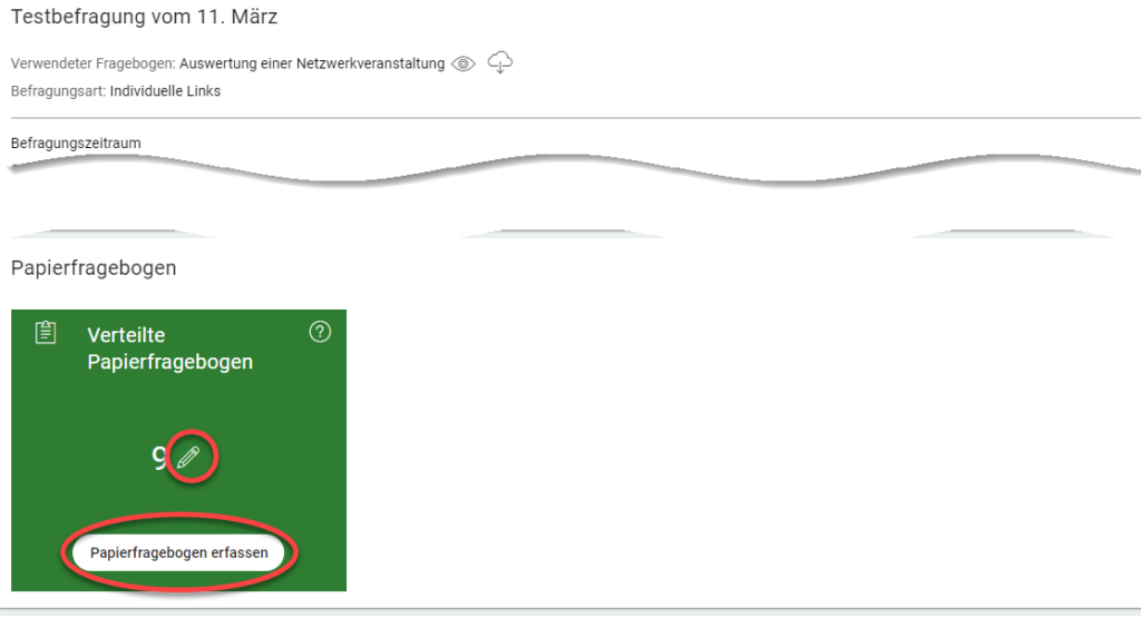 Screenshot: Befragung im Bearbeitungsmodus